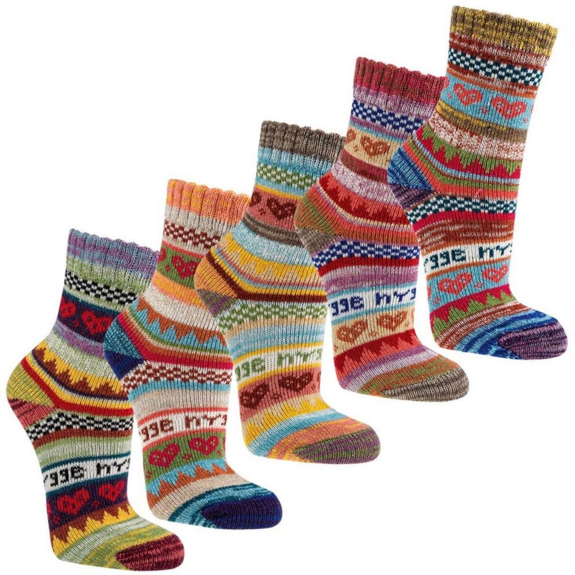 5 Paar Norwegische Socken Bunt ( Restposten)